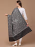 Women's Greyish Black Silky Aari Embroidery Wool Shawl